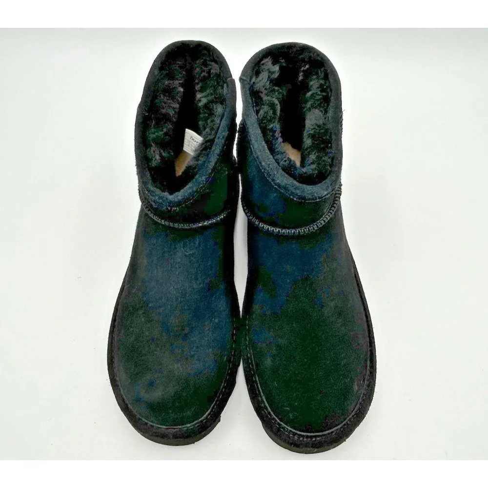 Bearpaw Womens Alyssa Boots Size 10 Black Suede Booties Sheepskin Fur Lined New‎